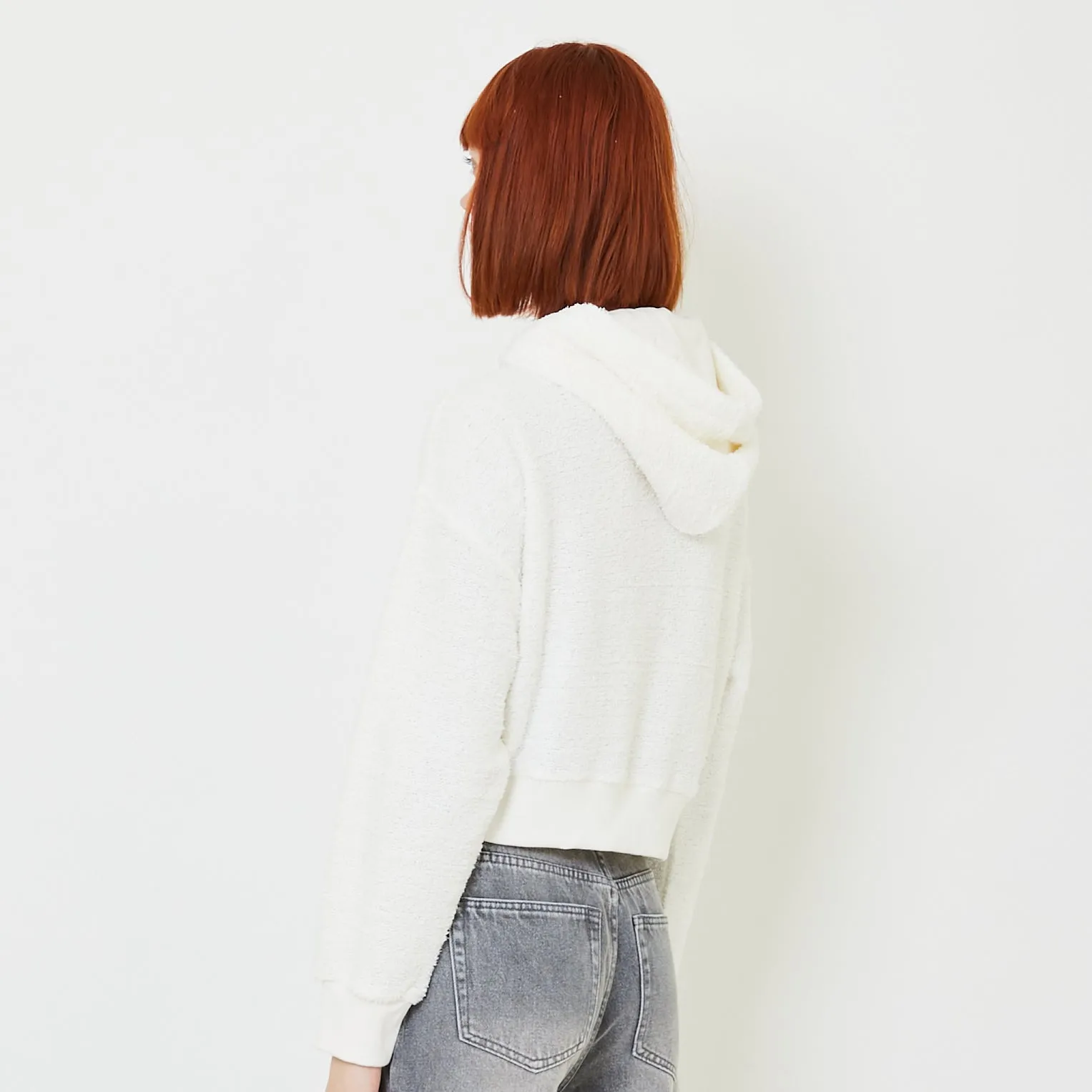 Women Cropped Hoodie - Off White - SW2407084A
