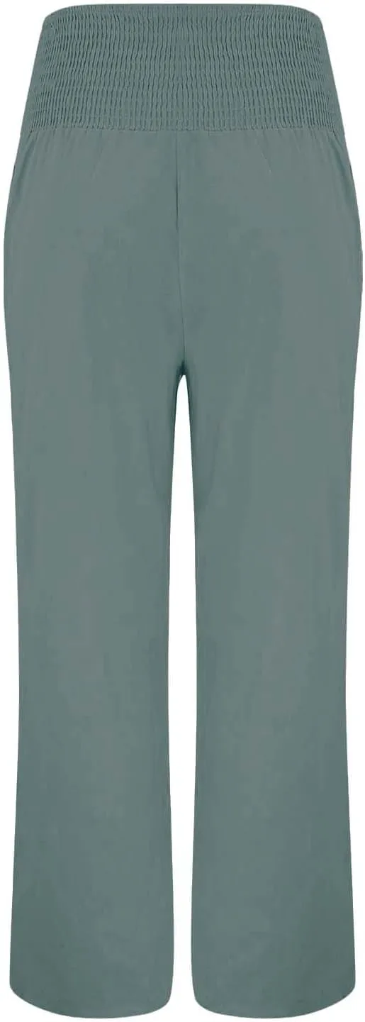 Women Fashion Elastic Waist Pant with Pocket Loose Harem Pants Printed Crop Pants Wide Leg Pants for Women