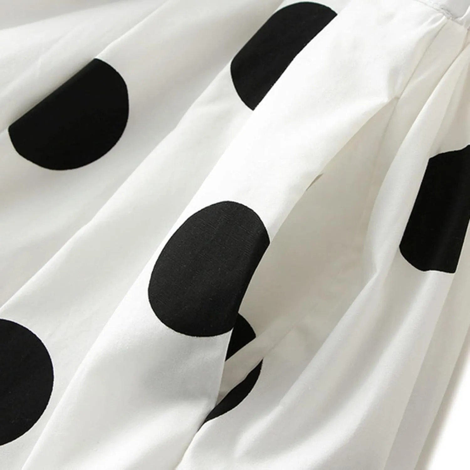 Women Fashion Skirt High Waisted A Line Mid Length Polka Dot Contrast Color Swing Skirt Beach Maxi Skirt Pleated