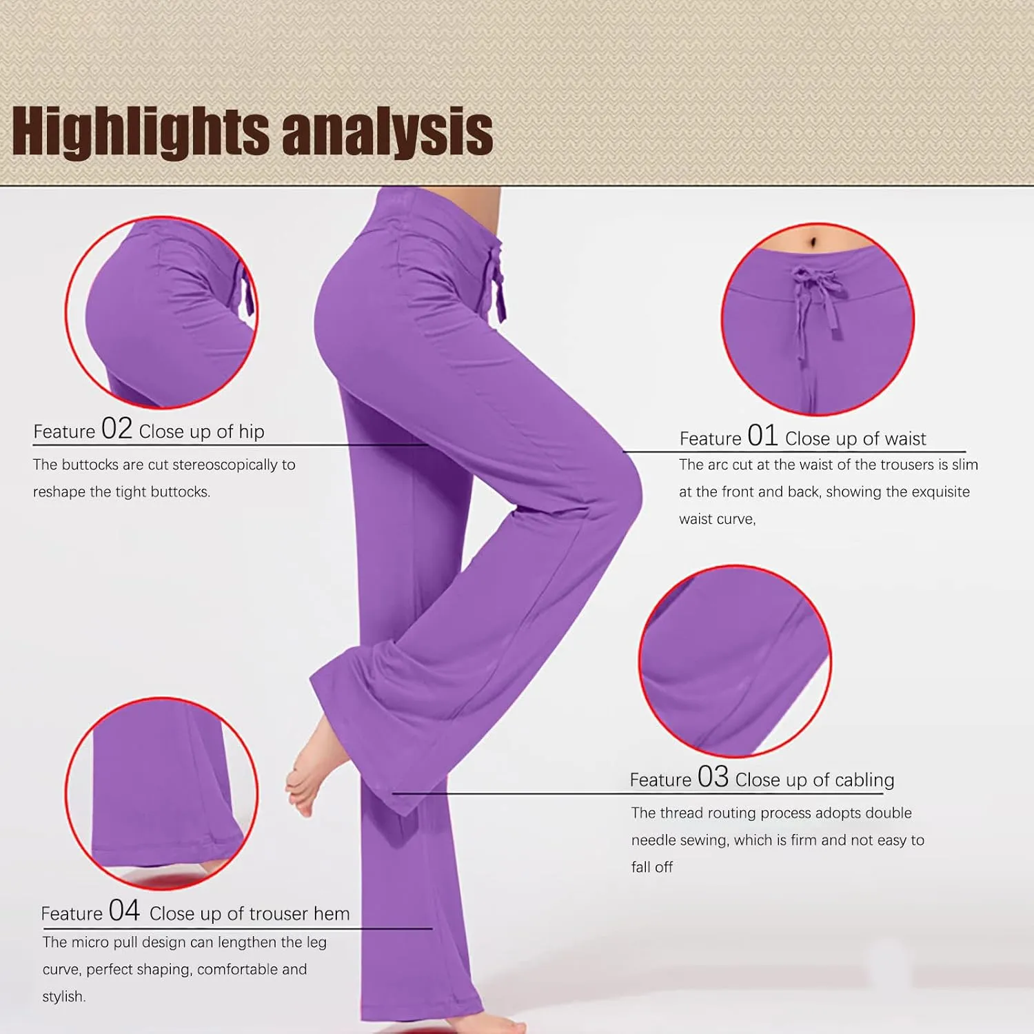 Women High Rise Yoga Leggings, Ladies Plus Size Loose Flare Trousers Drawstring Wide Leg Pants Stretchy Sweatpants