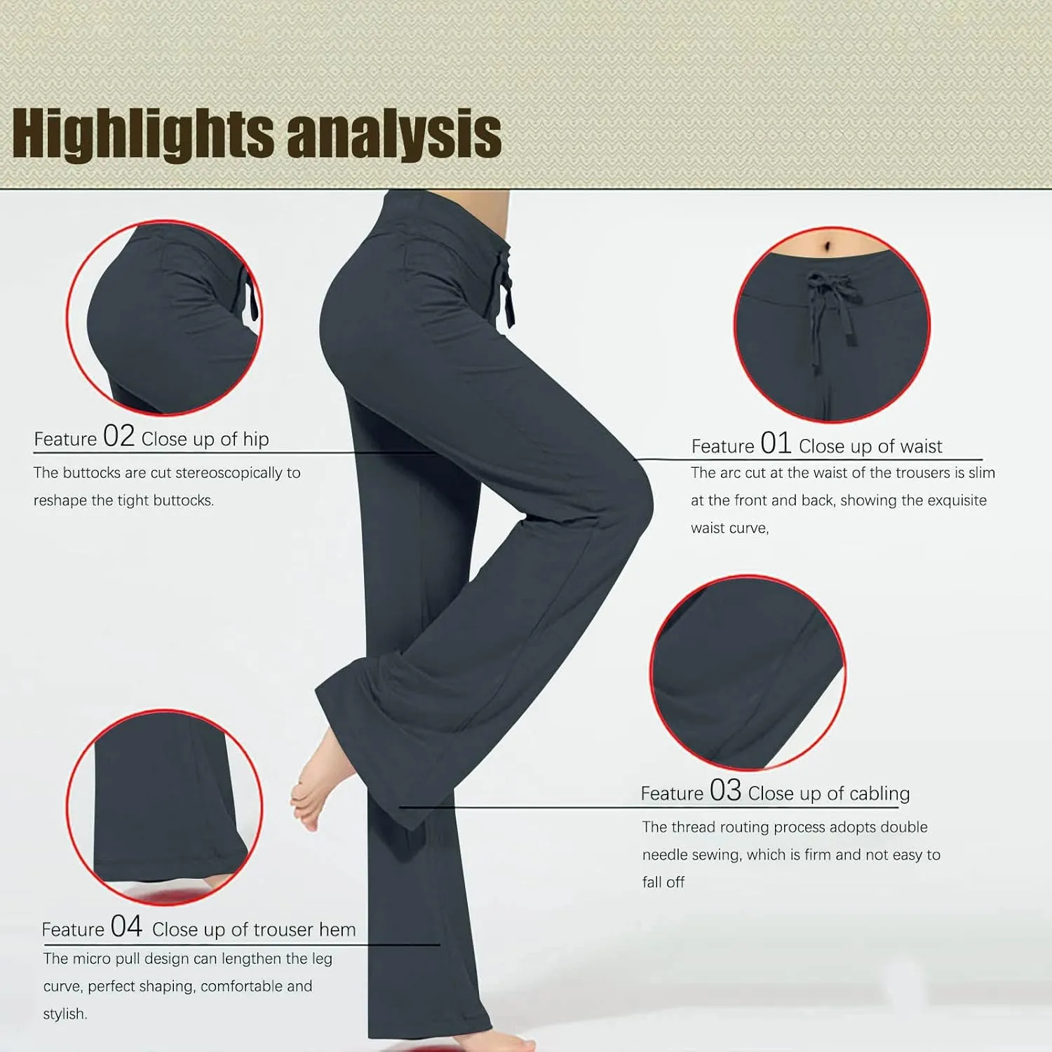 Women High Rise Yoga Leggings, Ladies Plus Size Loose Flare Trousers Drawstring Wide Leg Pants Stretchy Sweatpants