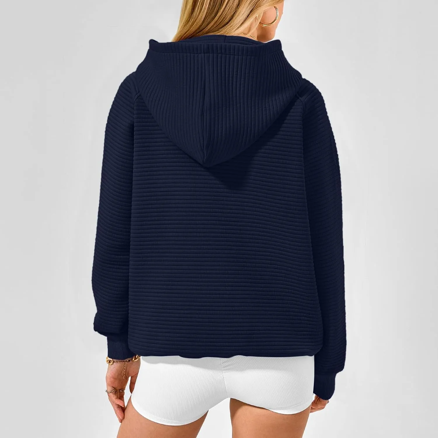 Women Hoodies Casual Hooded Oversized Sweatshirts with Large Pocket Raglan Long Sleeve Loose Solid Pullover Tops