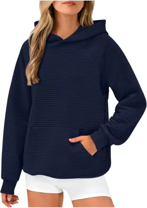 Women Hoodies Casual Hooded Oversized Sweatshirts with Large Pocket Raglan Long Sleeve Loose Solid Pullover Tops