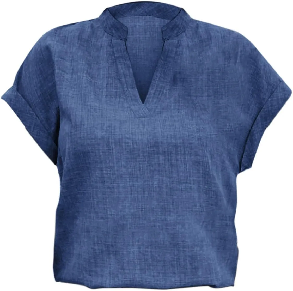 Women Linen Shirts Short Sleeve V Neck Linen Tops Summer Fashion Clothes Women Cropped Petite Causal Business Blouse