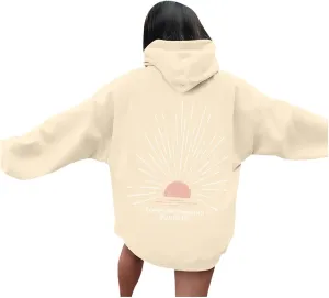 Women Oversized Hoodie Beachy Sweatshirt Letter Printed Always Chasing Sunsets Hoodies Solid Color Soft Top