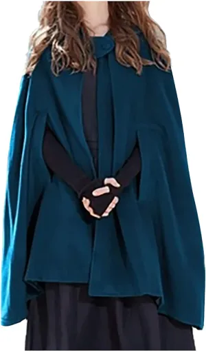Women Trendy Trench Coat Open Front Cardigan Jacket Hooded Coats Shawl Cape Cloak Mantle Plus Gothic Halloween Cloak