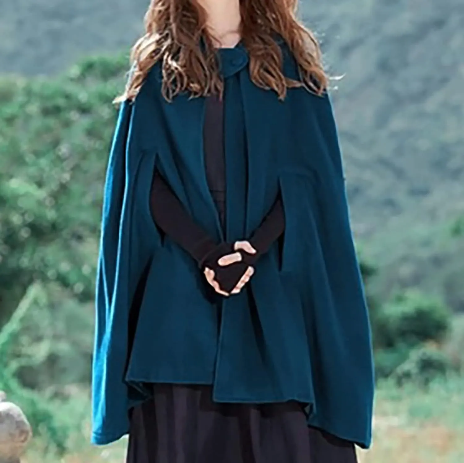 Women Trendy Trench Coat Open Front Cardigan Jacket Hooded Coats Shawl Cape Cloak Mantle Plus Gothic Halloween Cloak