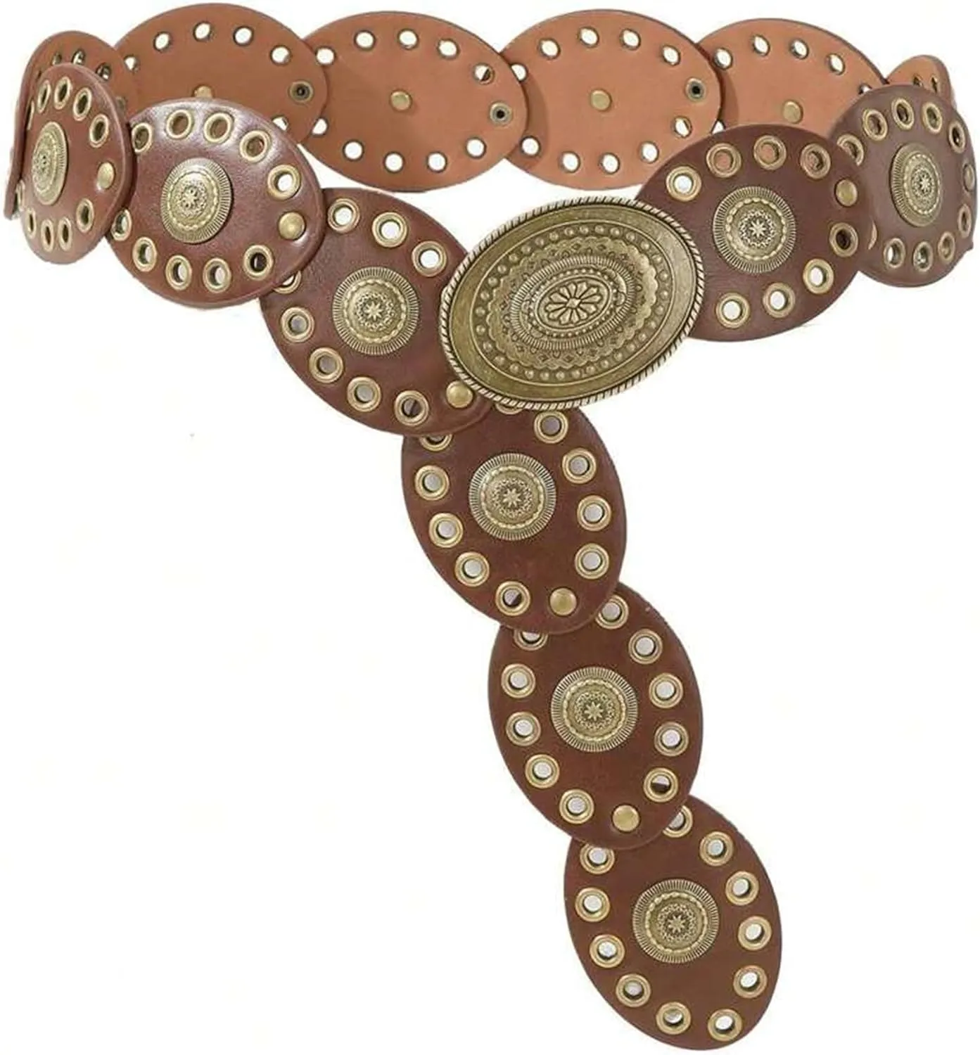 Women Wide-Disc Western-Belts Vintage-Cowgirl Concho-Waist Belt Chunky Country Belts for Jeans Pants
