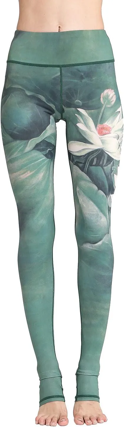 Women Yoga Pants Printed Over The Heel Stirrup Yoga Leggings High Waist Power Flex Capris Leggings for Fitness Running