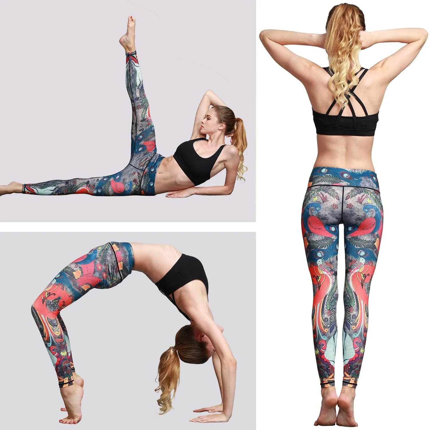Women Yoga Pants Printed Over The Heel Stirrup Yoga Leggings High Waist Power Flex Capris Leggings for Fitness Running