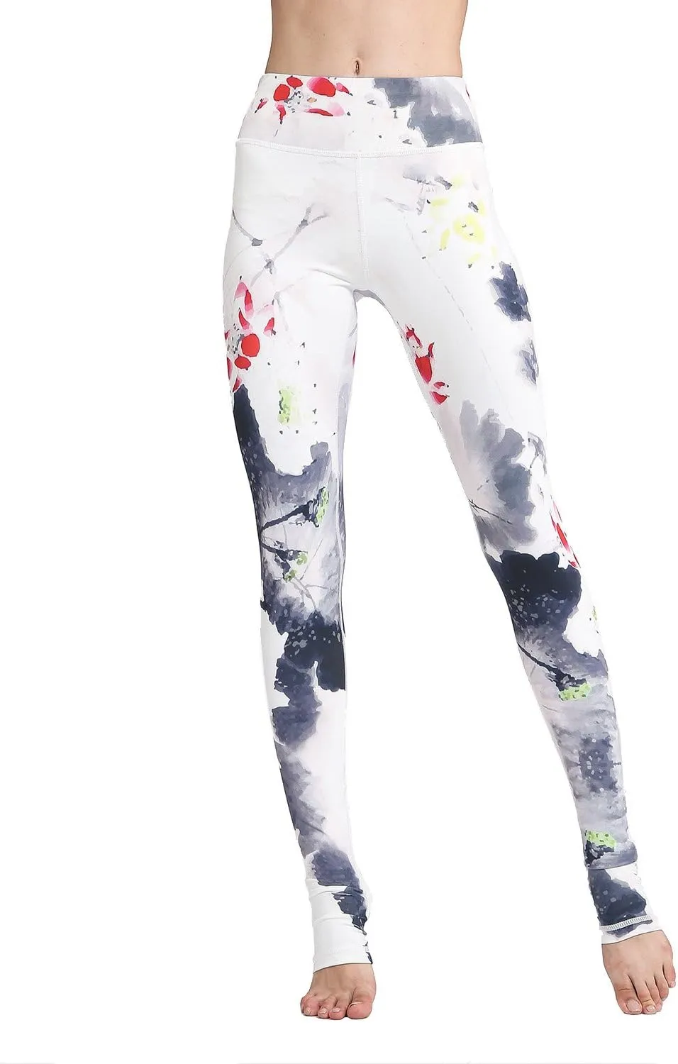 Women Yoga Pants Printed Over The Heel Stirrup Yoga Leggings High Waist Power Flex Capris Leggings for Fitness Running