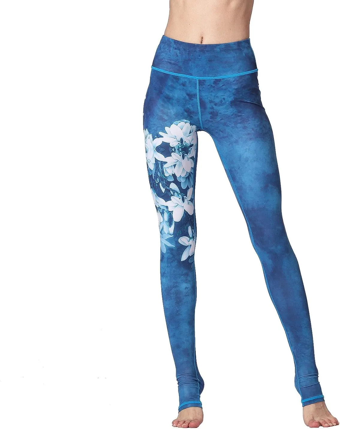 Women Yoga Pants Printed Over The Heel Stirrup Yoga Leggings High Waist Power Flex Capris Leggings for Fitness Running