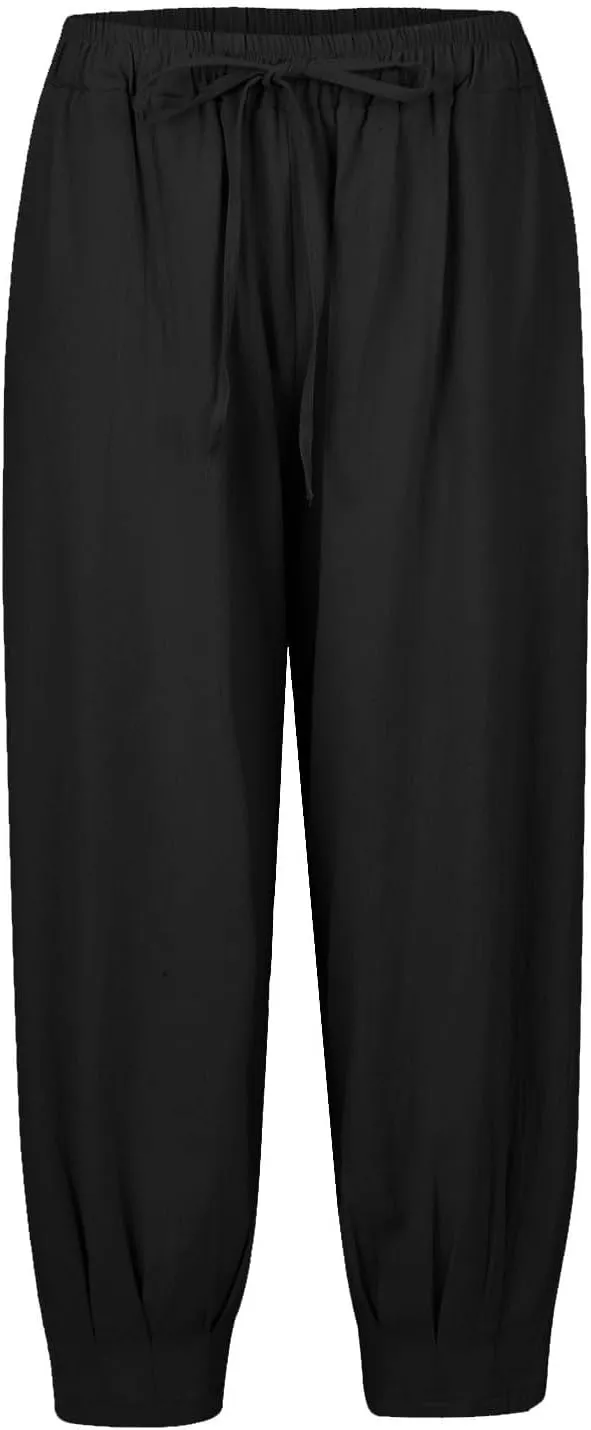 Womens Baggy High Waisted Wrap Lounge Pants Drawstring Casual Straight Leg Palazzo Jogging Trousers with Pockets
