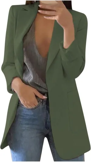 Women's Blazers & Suit Jackets Dressy Oversized Blazers for Women Casual Work Open Front Long Sleeve Suit Jacket