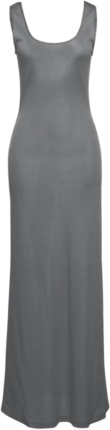 Womens Bodycon Dresses Plus Size Sleeveless Maxi Dress Elastic Solid Color Long Tank Sundress Summer Casual Outfits