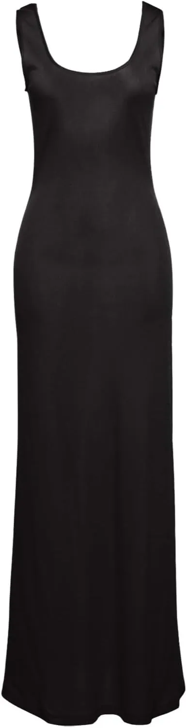 Womens Bodycon Dresses Plus Size Sleeveless Maxi Dress Elastic Solid Color Long Tank Sundress Summer Casual Outfits
