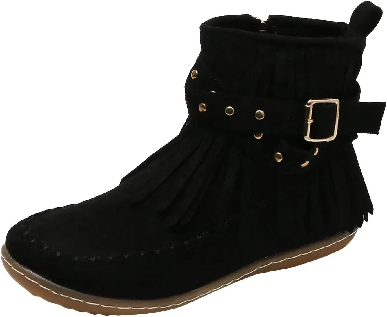 Womens Booties and Ankle Boots Flat Boots for Women Women's Fashion Color Matching Fringe Tassel Boots for Women