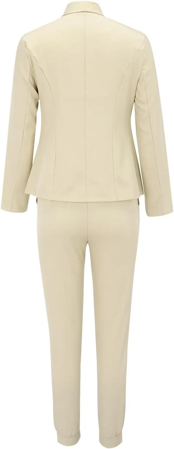 Women's Business Blazer Pant Suit Set For Work Long Sleeve Blazer and Pencil Pant Outfits 2025 Fashion Formal Sets