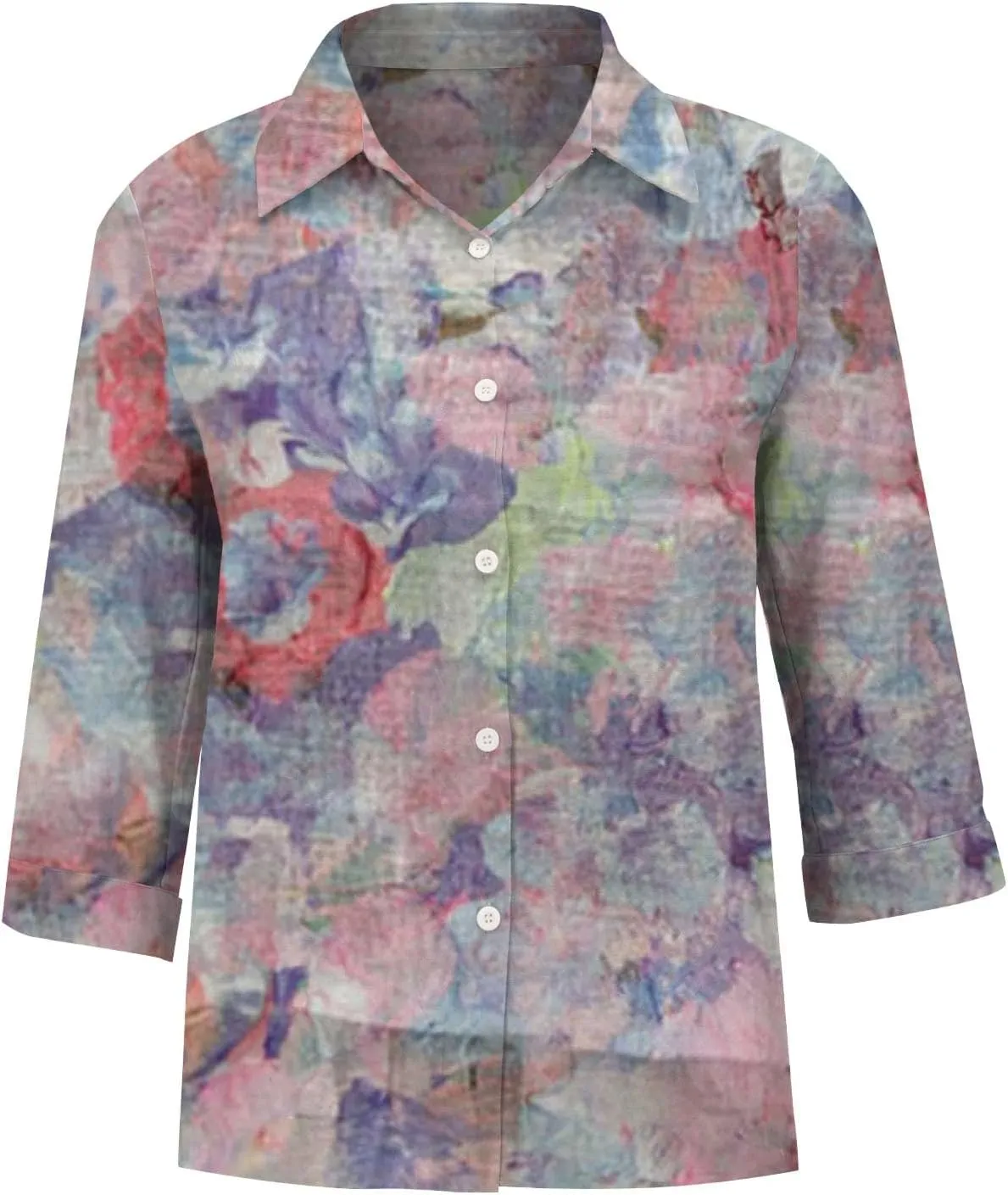 Womens Button Down Shirt Linen Shirt Roll Up Sleeve Down Blouses Tops Blue for Women Chambray Button