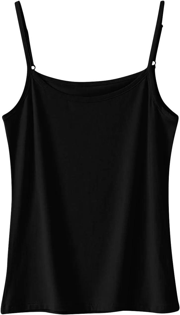 Womens Camisole Tank Tops Flowy Scoop Neck Cute Summer Tops Casual Adjustable Spaghetti Straps Sleeveless Shirts