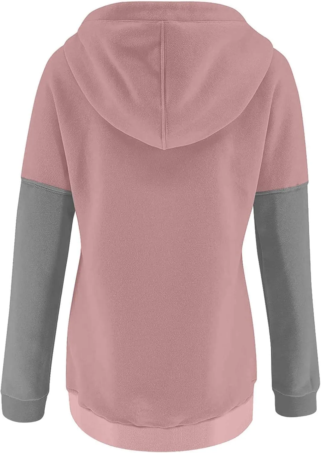 Women's Casual Oversized Hoodies Color Block Long Sleeve Sweatshirt Drawstring Hooded Large Pocket Pullover Top