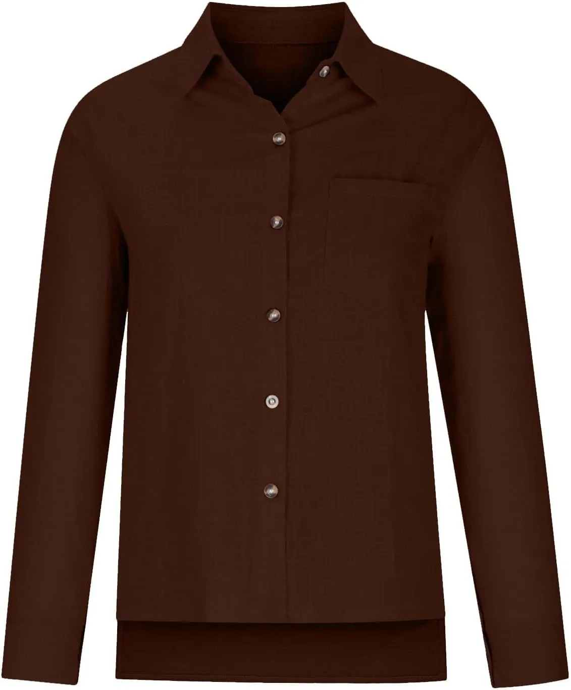 Womens Cotton Linen Shirt 2025 Spring Boyfriend Long Sleeve Solid Color Blouses Loose Work Tops with Pockets