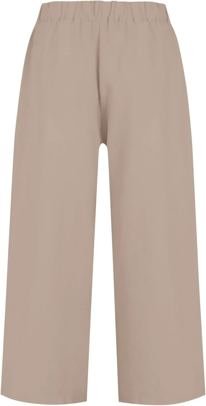Women's Cotton Linen Summer Pants Palazzo Elastic Waist Wide Leg High Waisted Beach Trousers Palazzo with Pockets
