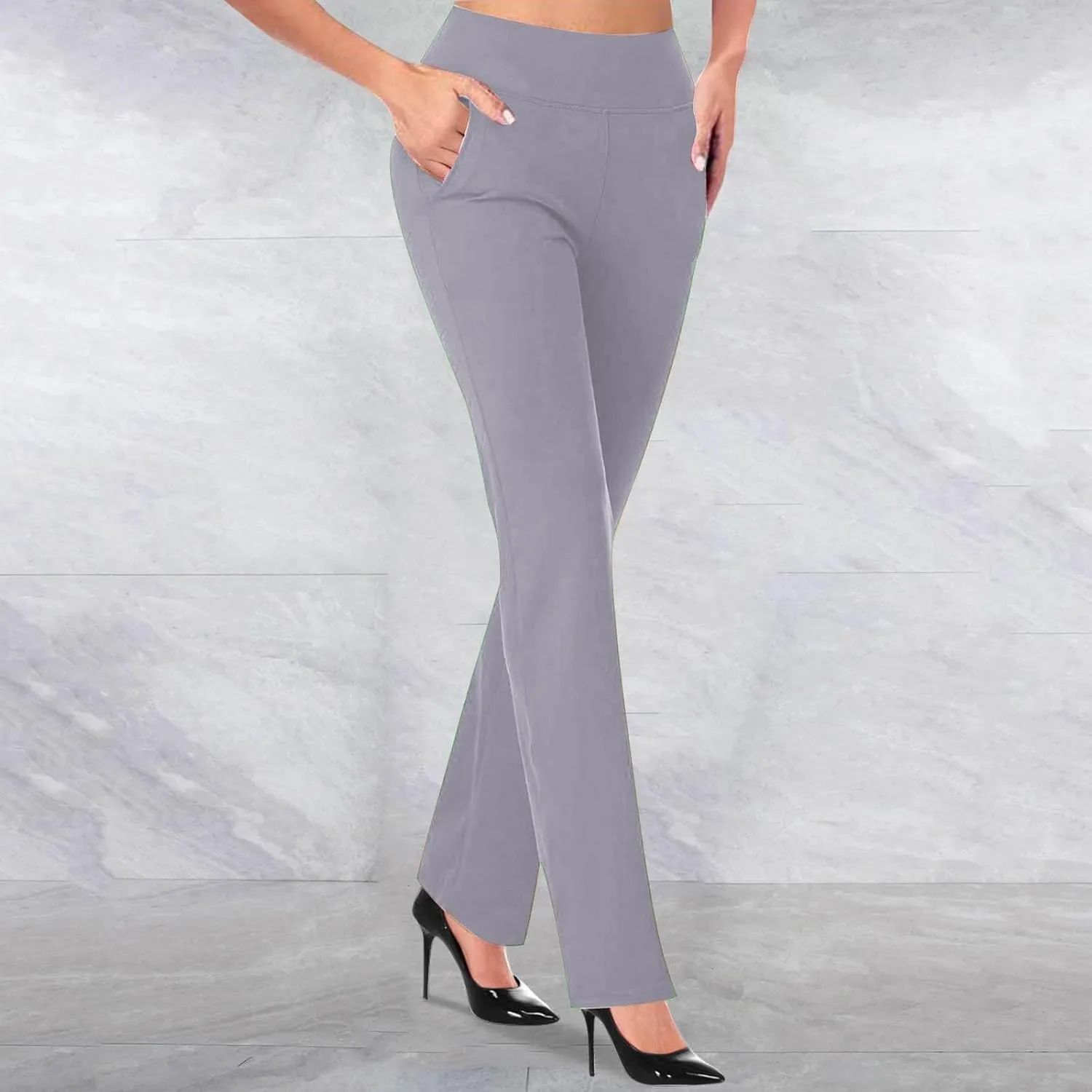 Womens Dress Pants High Waist Pull On Stretchy Professional Formal Work Business Office Casual Trousers Slacks