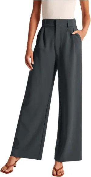 Women's Fall Fashion 2024 Wide Leg Pants Work Business Casual Trousers High Waisted Palazzo Trousers Office Flowy Dress Pants