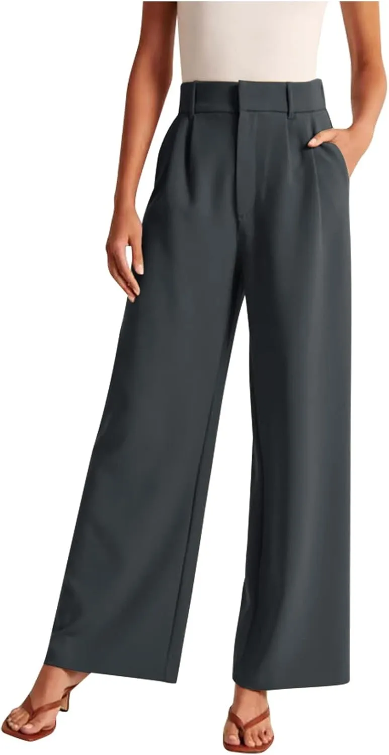Women's Fall Fashion 2024 Wide Leg Pants Work Business Casual Trousers High Waisted Palazzo Trousers Office Flowy Dress Pants