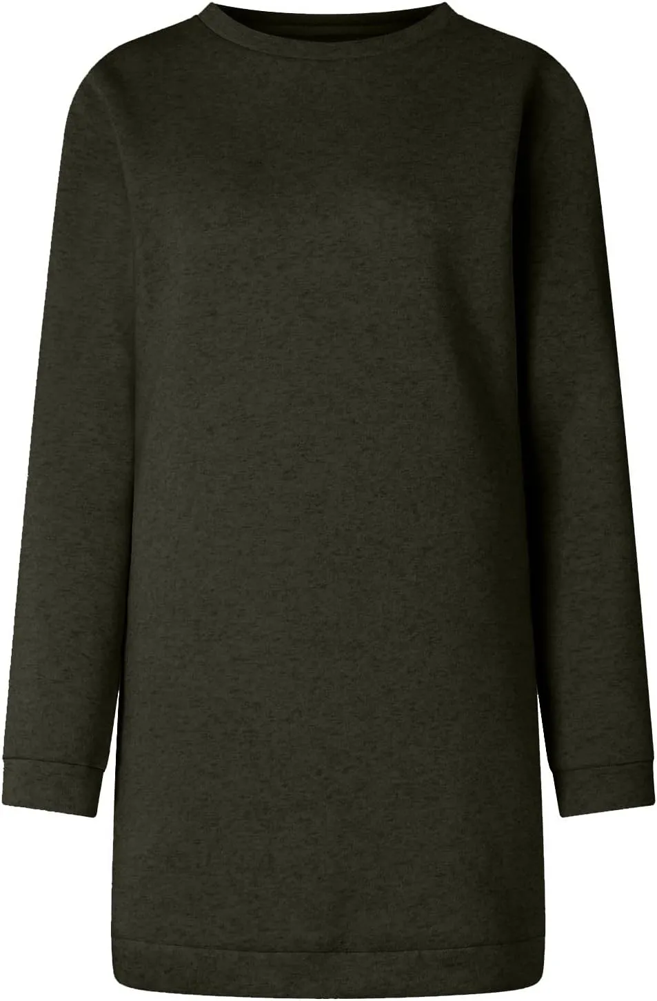 Women's Fall Winter Long Sleeve Crew Neck Solid Knit Sweatshirt Midi Dresses
