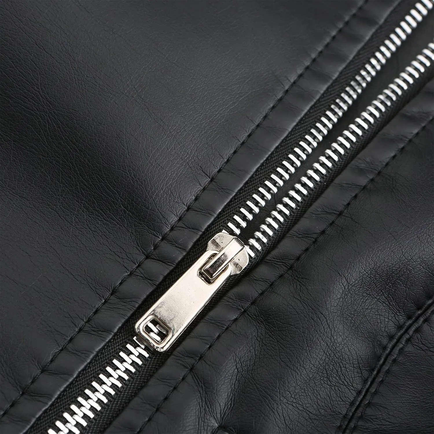 Women's Faux Leather Jacket Zip Up Motorcycle Moto Biker Short Coat Fashion String Quilted Long Sleeve Leather Jackets