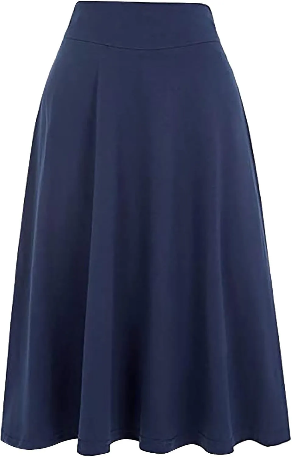 Women's High Waist Flare A-Line Midi Skirt with Plus Size Stretchy Flared Casual Skater Skirt for Work Everyday Wear