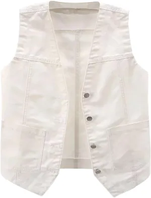 Womens Jean Vest Jackets Lightweight Sleeveless Denim Jackets Button Down Casual Fashion 2024 Fall Fashion Vest Coat