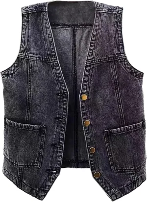Womens Jean Vest Jackets Lightweight Sleeveless Denim Jackets Button Down Casual Fashion 2024 Fall Fashion Vest Coat