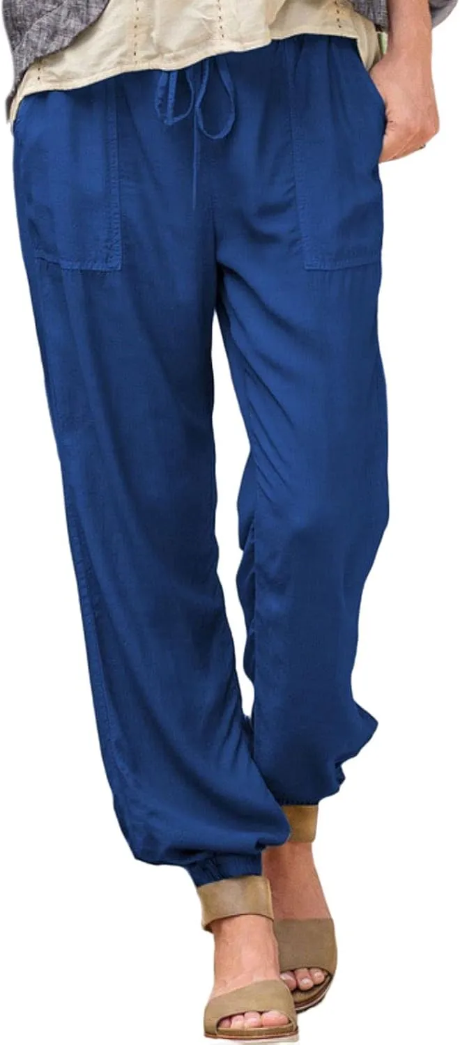 Women's Joggers Pants Casual Baggy Drawstring Tapered Sweatpants Cargo Hippie Loose Fit Trousers with Multi-Pocket
