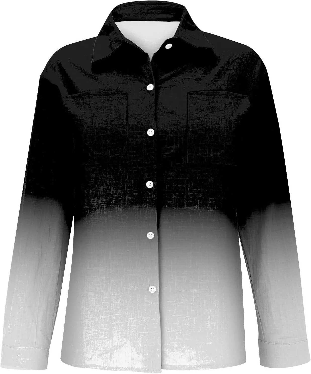 Womens Linen Button Down Shirts 2025 Floral Printed V Neck Long Sleeve Blouse Collared Boho Shirt Tops with Pocket
