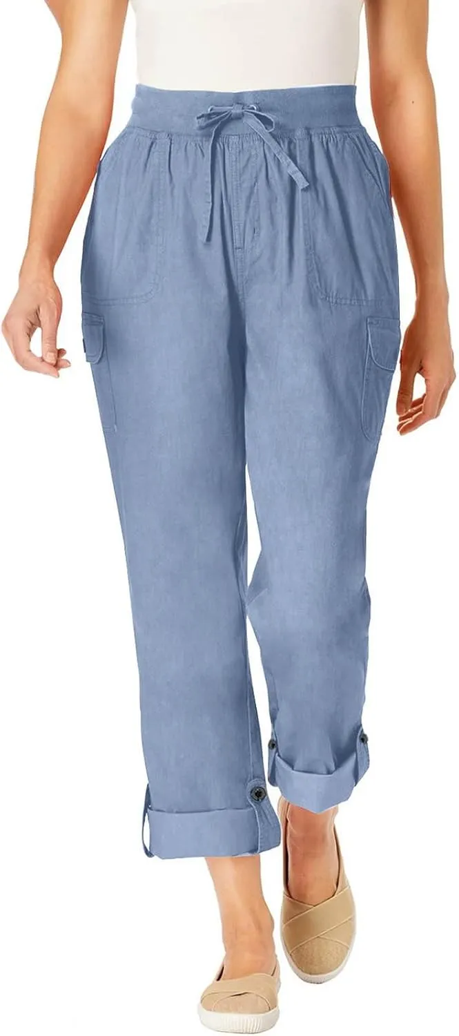 Women's Linen Drawstring Relaxed Fit Pant Summer Casual High Waisted Beach Tapered Leg Jogger Trousers Fashion 2025