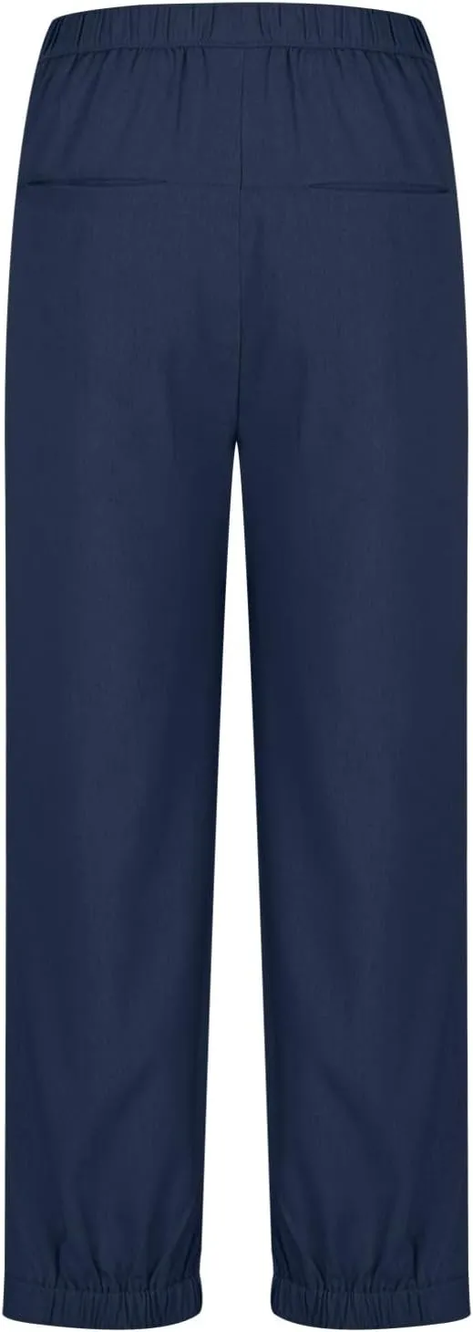 Women's Linen Summer Harem Pants High Waisted Baggy Beach Palazzo Cargo Pants Ankle Length Trouser Slacks with Pocket