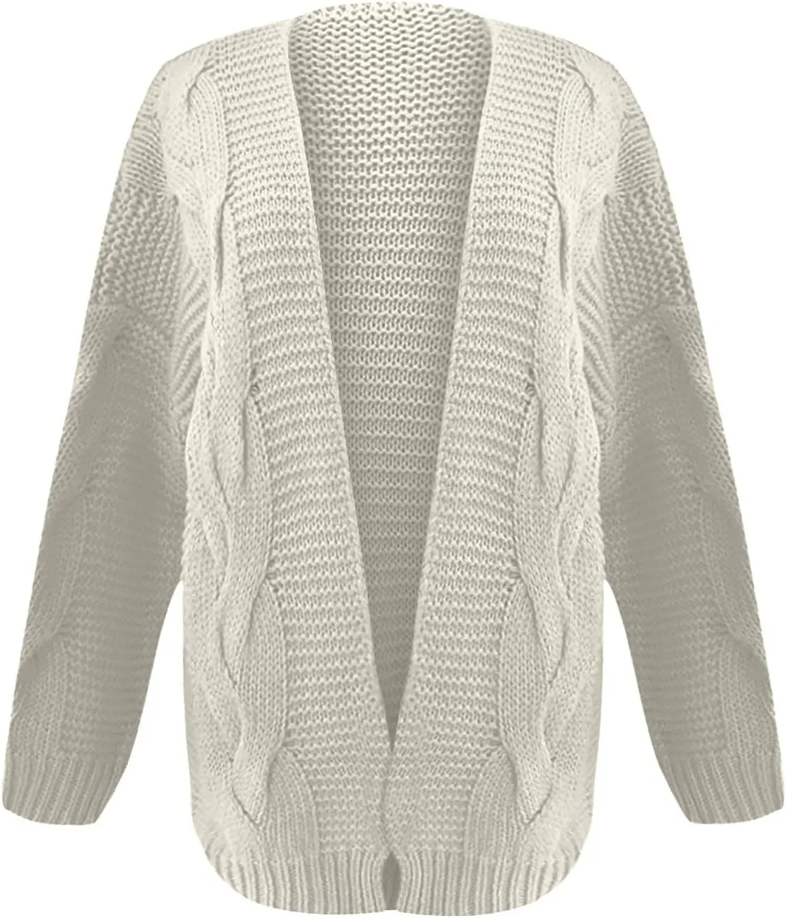 Womens Long Sleeve Chunky Knit Cardigan Open Front Cozy Oversized Sweater Coat Fashion Solid Loungewear with Pocket