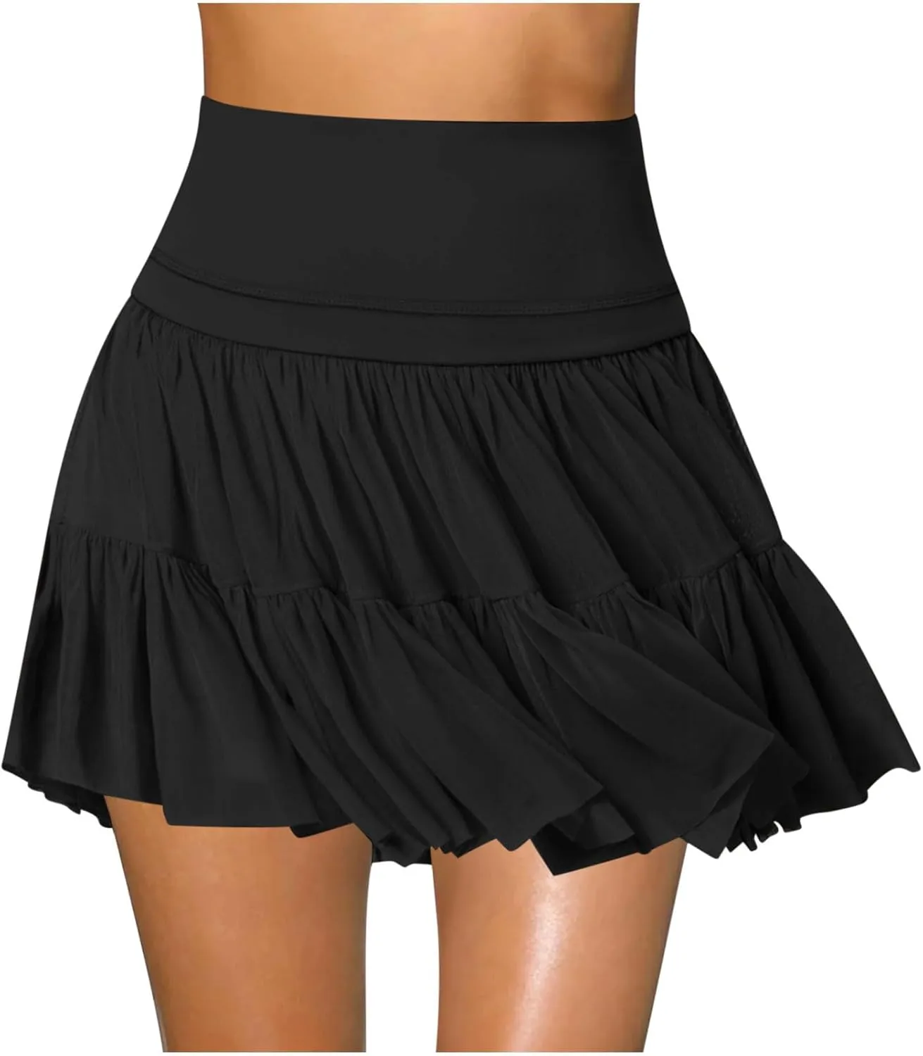 Women's Mini Skirt Flowy Pleated High Waisted Ruffle Tennis Skirts Athletic Skater Golf A Line Beach Vacation Skirts