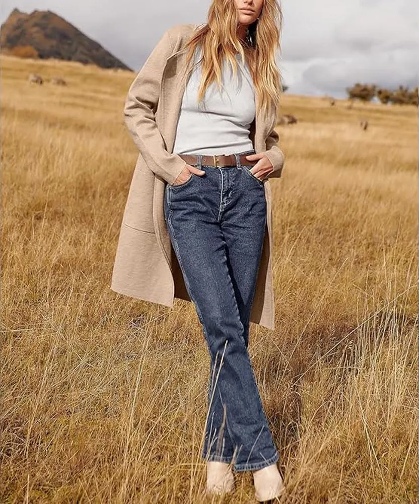 Women's Oversized Open Front Long Cardigans Casual Jacket Coats Long Sleeve Cable Knit Sweaters Outerwear for Fall
