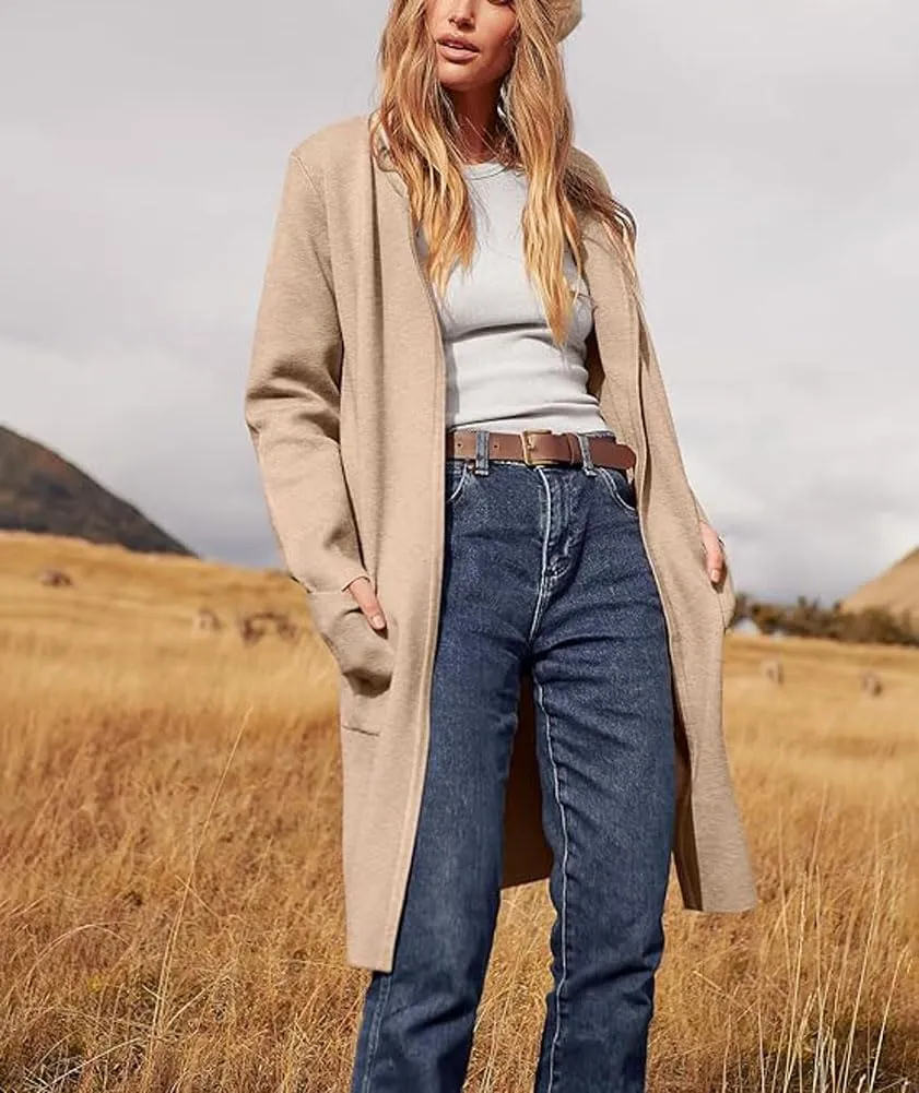 Women's Oversized Open Front Long Cardigans Casual Jacket Coats Long Sleeve Cable Knit Sweaters Outerwear for Fall