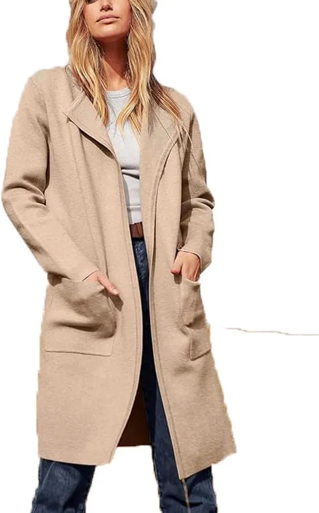 Women's Oversized Open Front Long Cardigans Casual Jacket Coats Long Sleeve Cable Knit Sweaters Outerwear for Fall