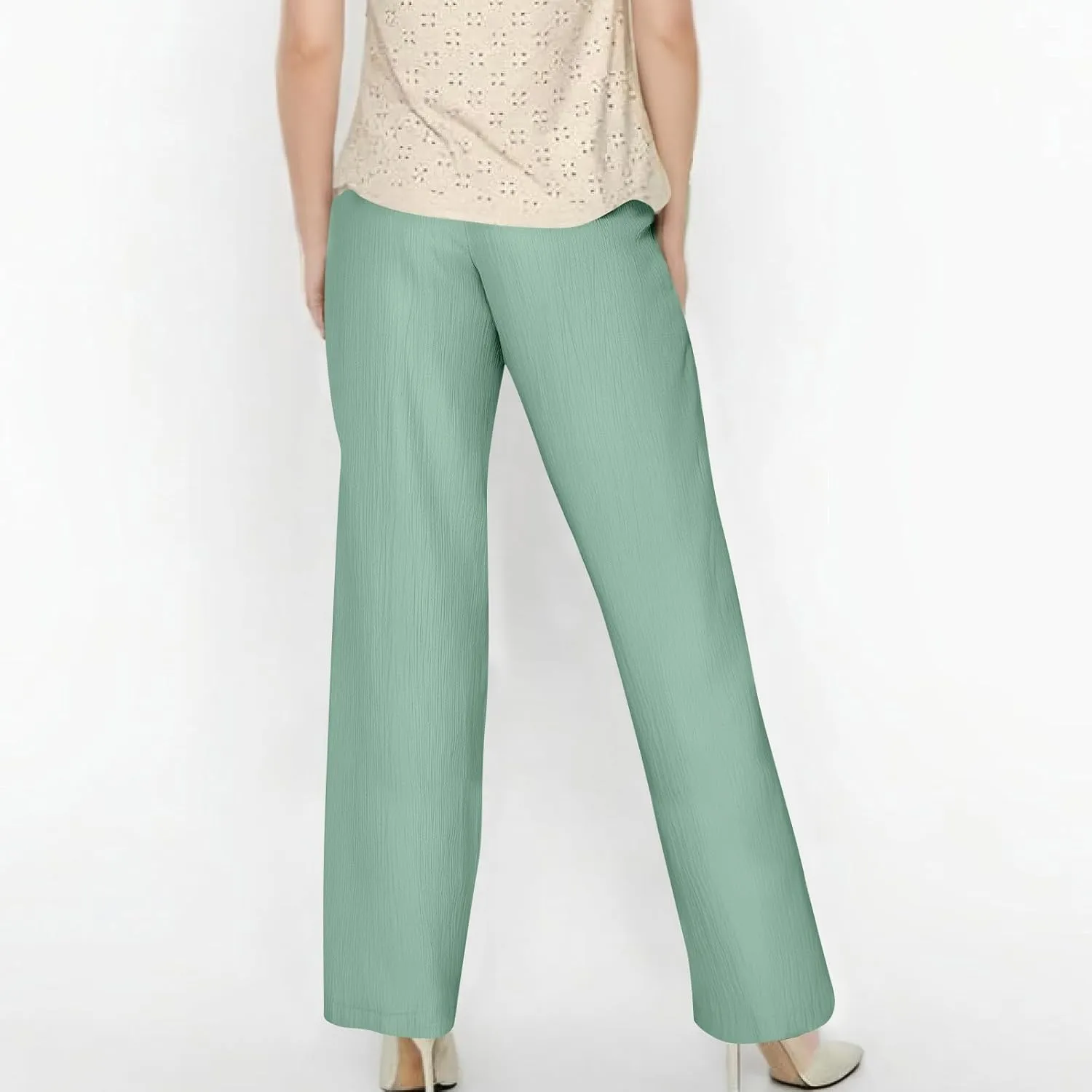 Women's Pants Elastic Waist Drawstring Sumemr Pants Straight Wide Leg High Waisted with Pockets Comfy Slacks Clothes