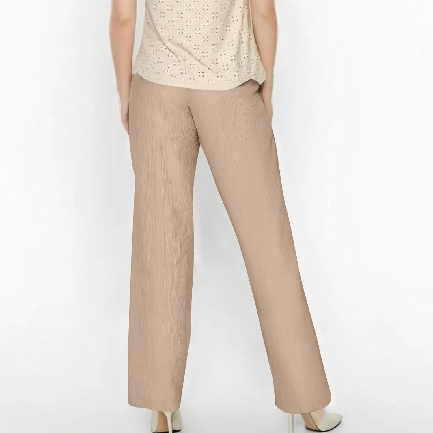 Women's Pants Elastic Waist Drawstring Sumemr Pants Straight Wide Leg High Waisted with Pockets Comfy Slacks Clothes
