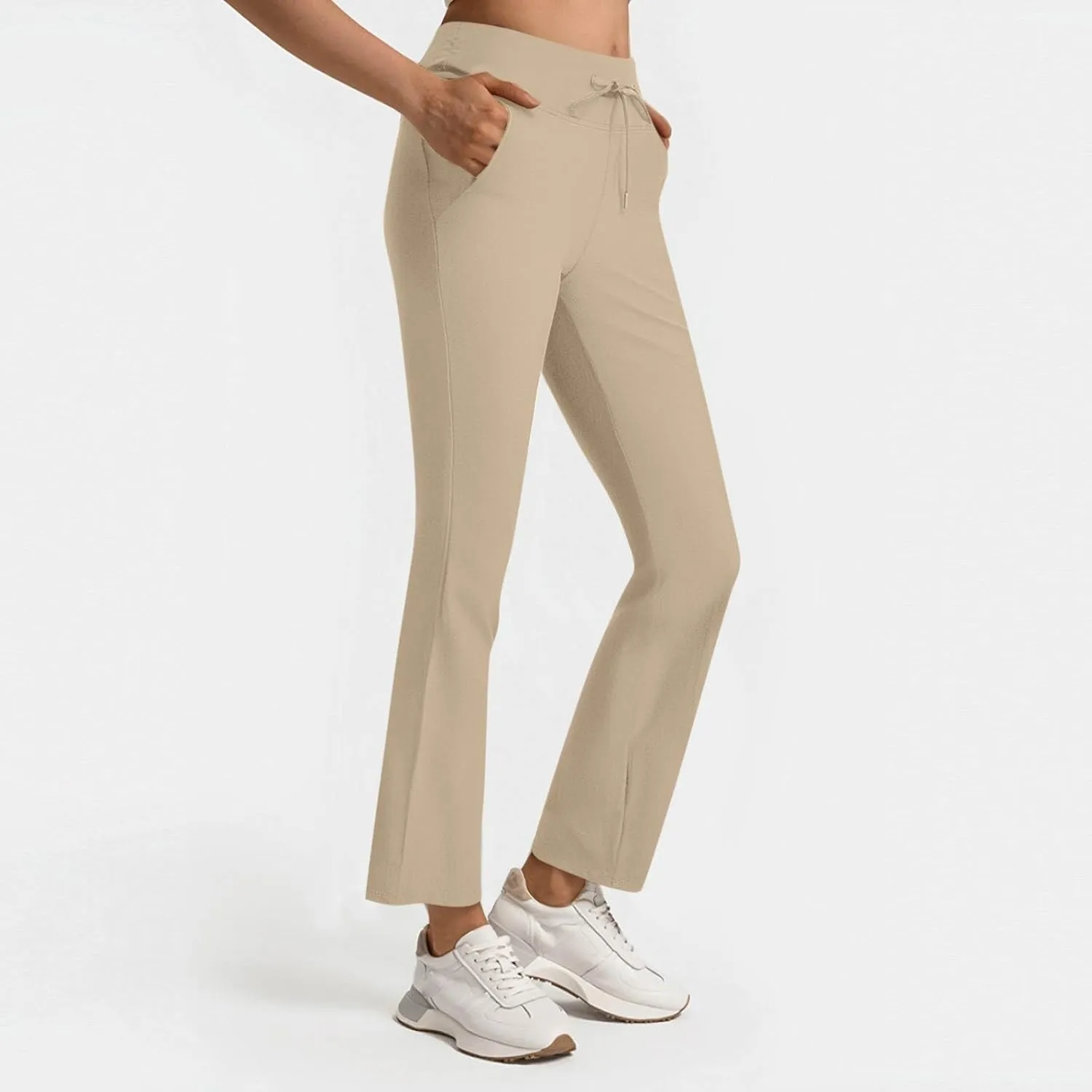 Women's Pants for Work High Waist Dress Pants Business Casual Stretch Wide Leg Flare Yoga Trousers with Pockets