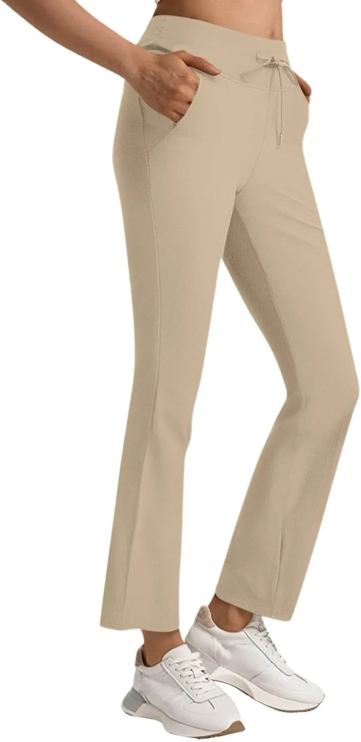 Women's Pants for Work High Waist Dress Pants Business Casual Stretch Wide Leg Flare Yoga Trousers with Pockets