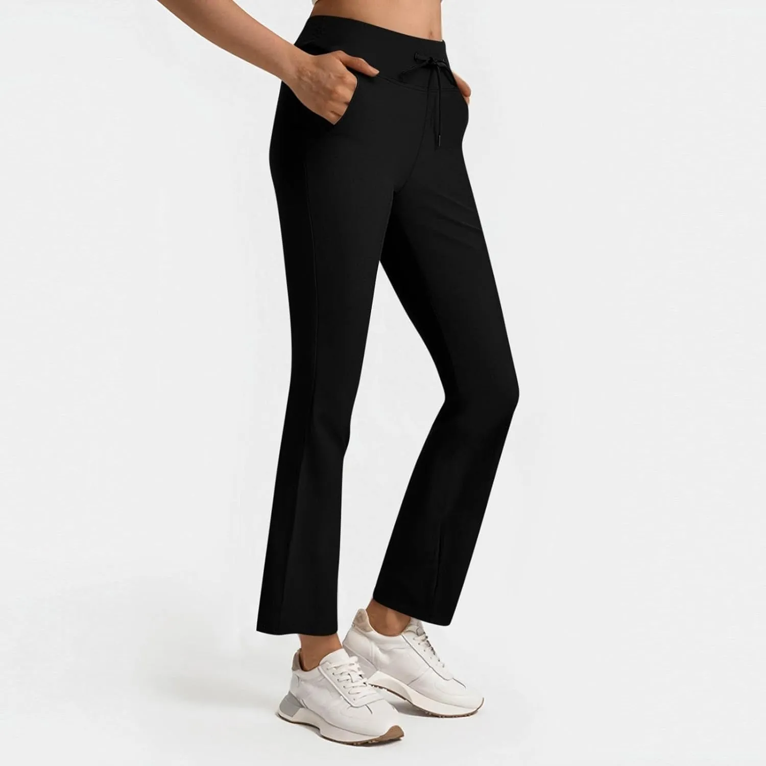 Women's Pants for Work High Waist Yoga Dress Pants Business Casual Stretch Wide Leg Flared Trousers with Pockets