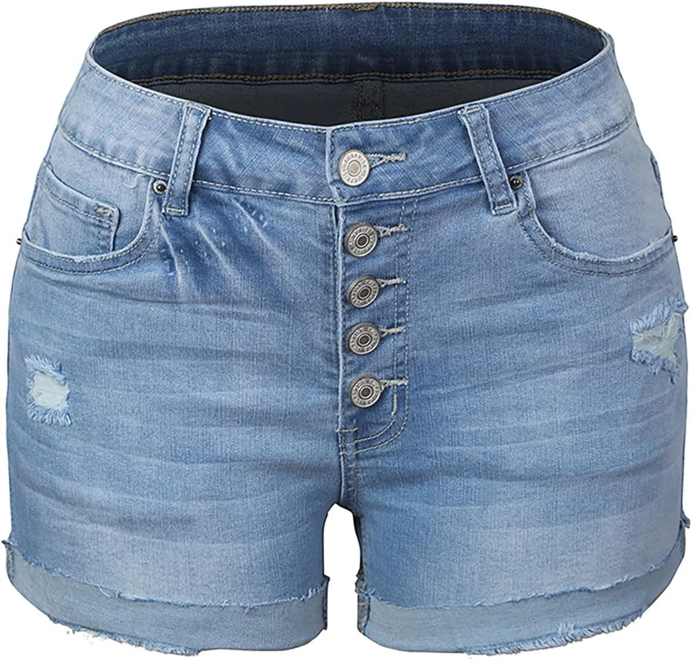 Womens Ripped Denim Skirts Mid Rise Casual Stretch Trendy Baggy Lady Summer Baggy Button Fly Relaxed Fit Jean Shorts